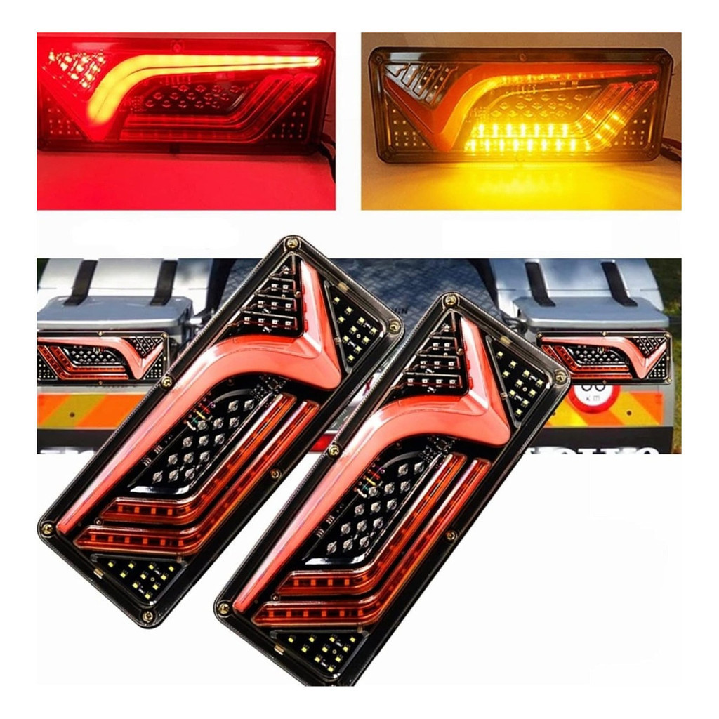 Par de Lanternas Traseiras LED para Caminhões | Setas Sequenciais | 30cm | 12V-24V em Oferta na Shopee