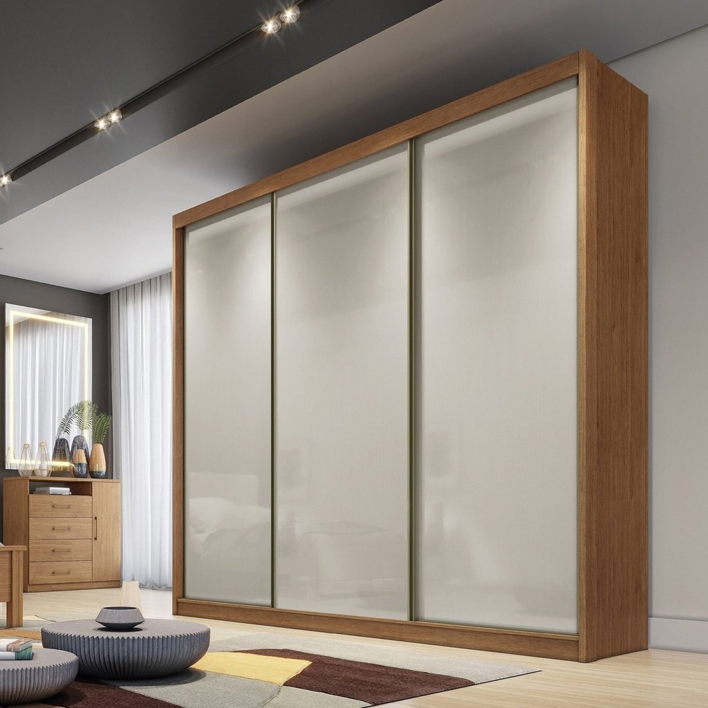 Guarda Roupa Casal MDF 3 Portas 6 Gavetas Montreal  Cumaru Fendi em Oferta na Shopee