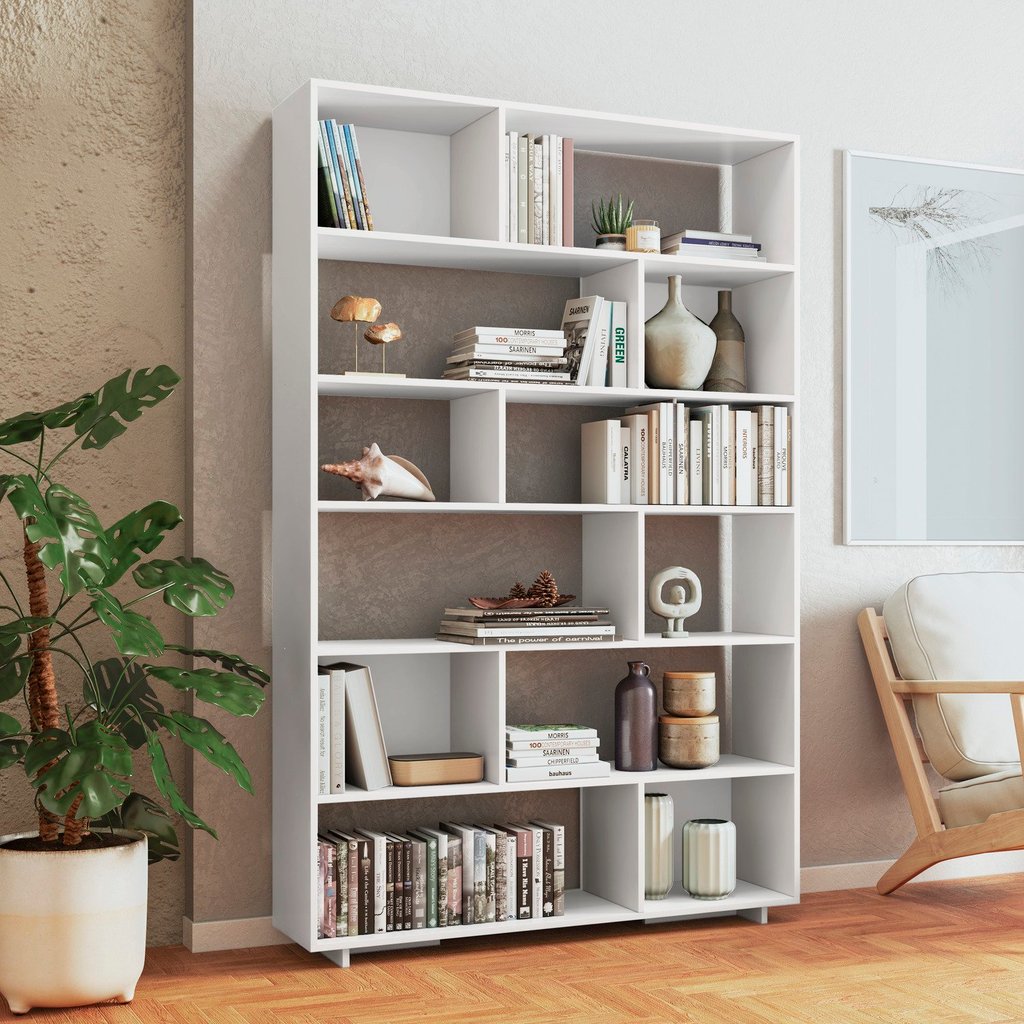 Estante Para Livros 5 Prateleiras 12 Nichos Euforia Yescasa Branco em Oferta na Shopee