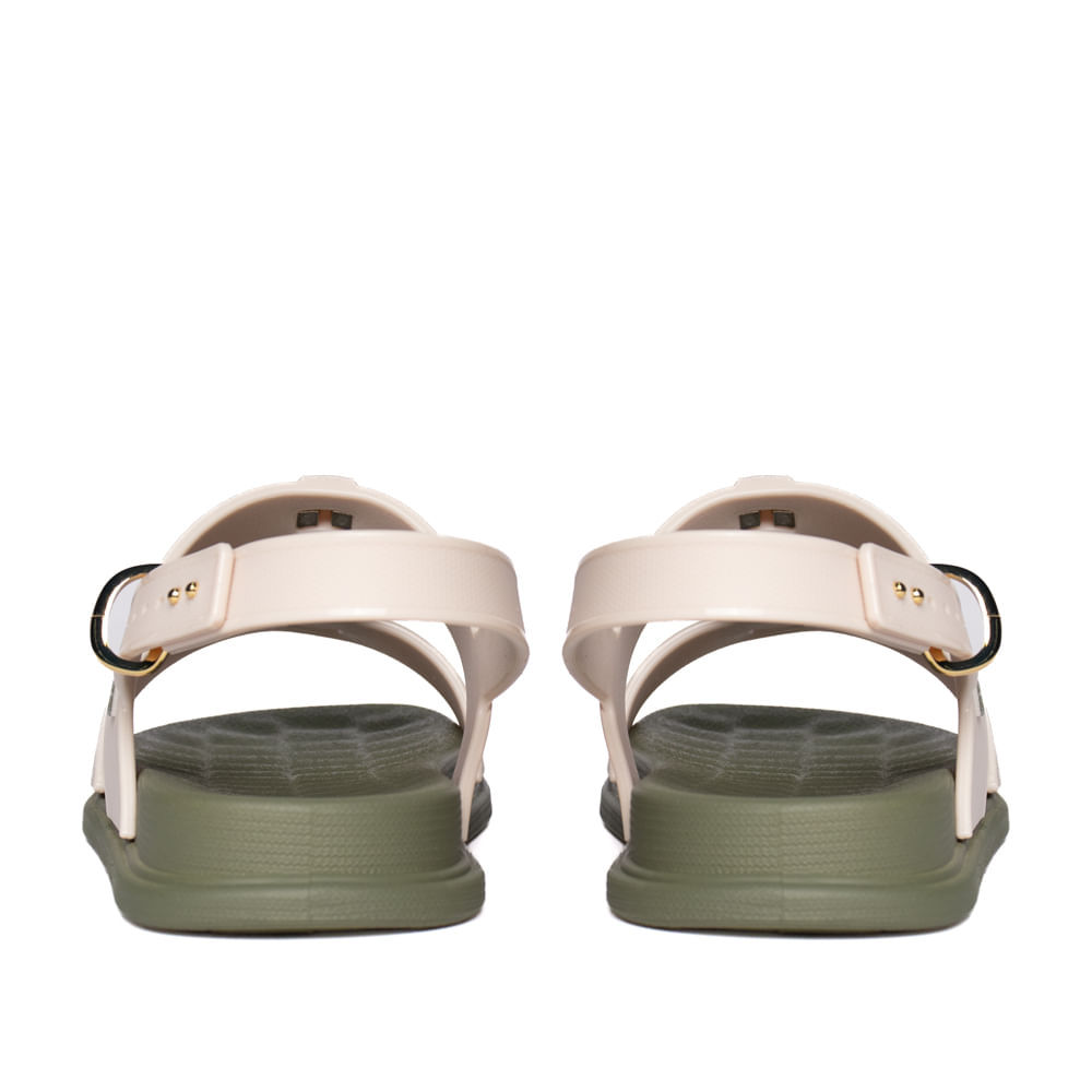 Detalhes do Sandália Feminina Zaxy Glam Corrente Flat Off White/Verde