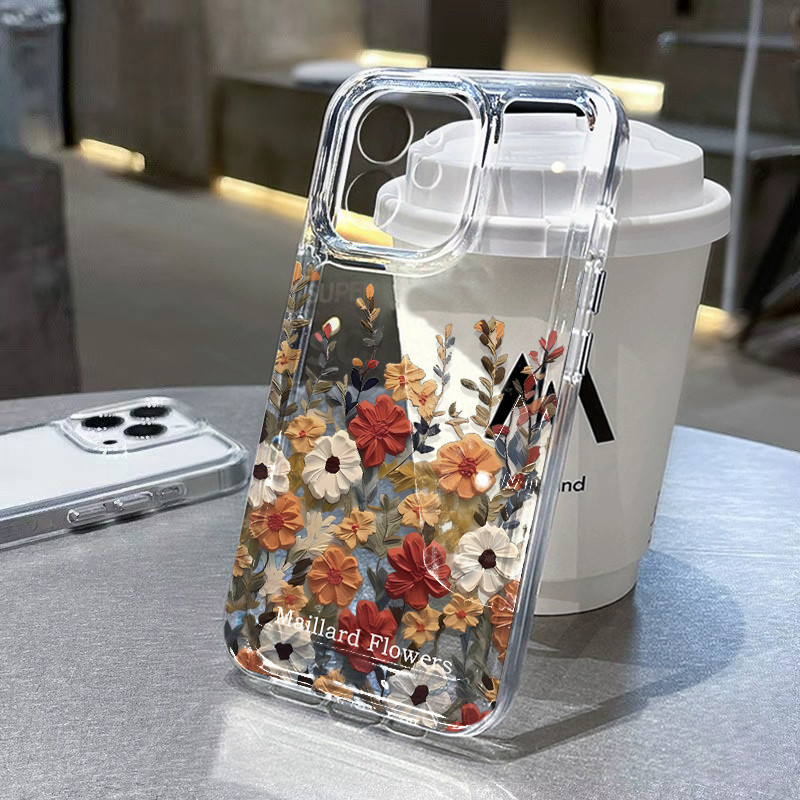 Capinha Capa Material transparente TPU Pintura a óleo margarida Samsung A04 A05 A15 A23 A32 A34 A35 A50 A52 A55 A72