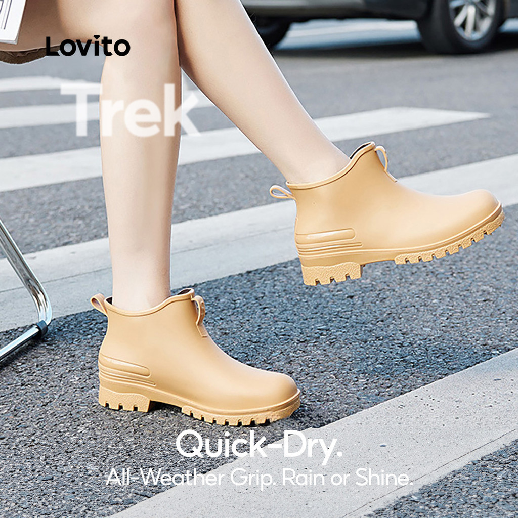 Lovito Botas de Chuva Casuais À Prova D'água para mulheres LFAS2087 em Oferta na Shopee