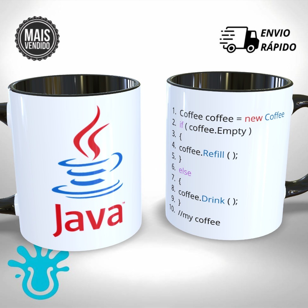 Caneca Personalizada JAVA Coffee Script Presente Único