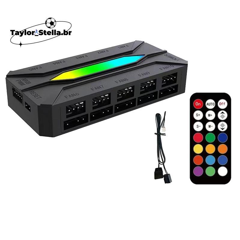 Controlador ARGB De Dez Vias Duplo , Ventilador De Chassi De Resfriamento De Computador , Hub De Controle De Temperatura