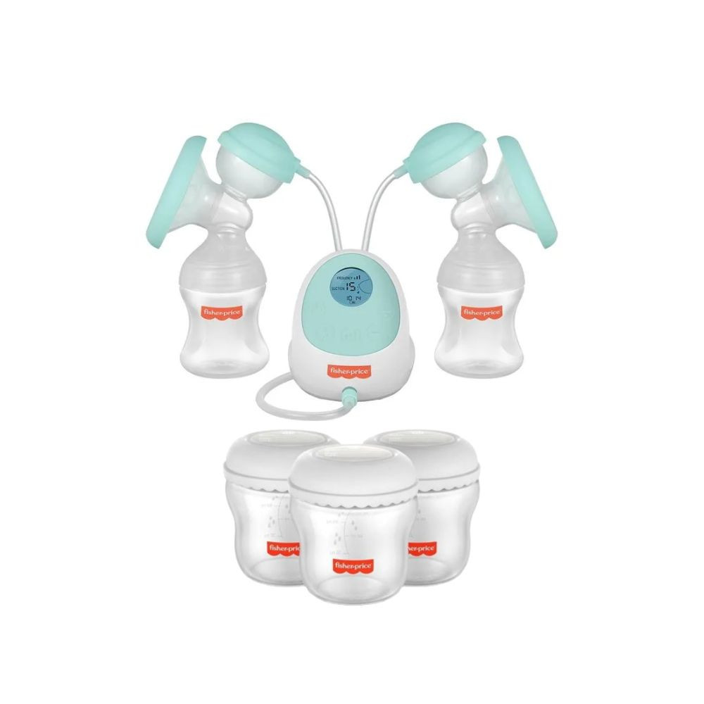 Kit Bomba de Leite Elétrica Dupla Fisher Price + 3 Frascos pra Armazenar Leite - BB1224K em Oferta na Shopee