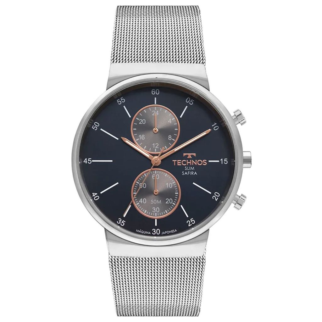 RELÓGIO TECHNOS MASCULINO SLIM PRATA VD36AB/1A