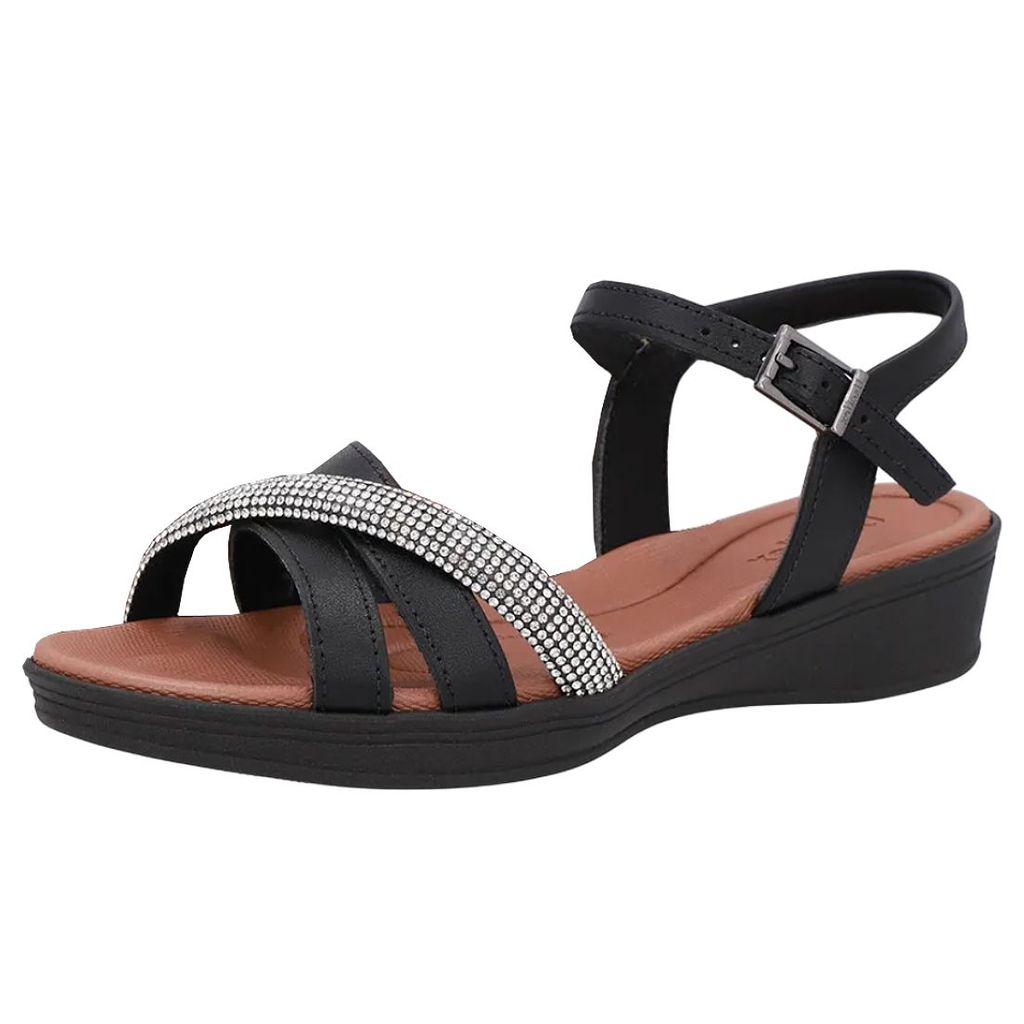 Sandalia Feminina Anabela Baixa Ajustavel Conforto Usaflex