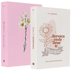 Kit Bíblia Sagrada Floresça & Bíblia Sagrada Lírios Capa Dura Rosa