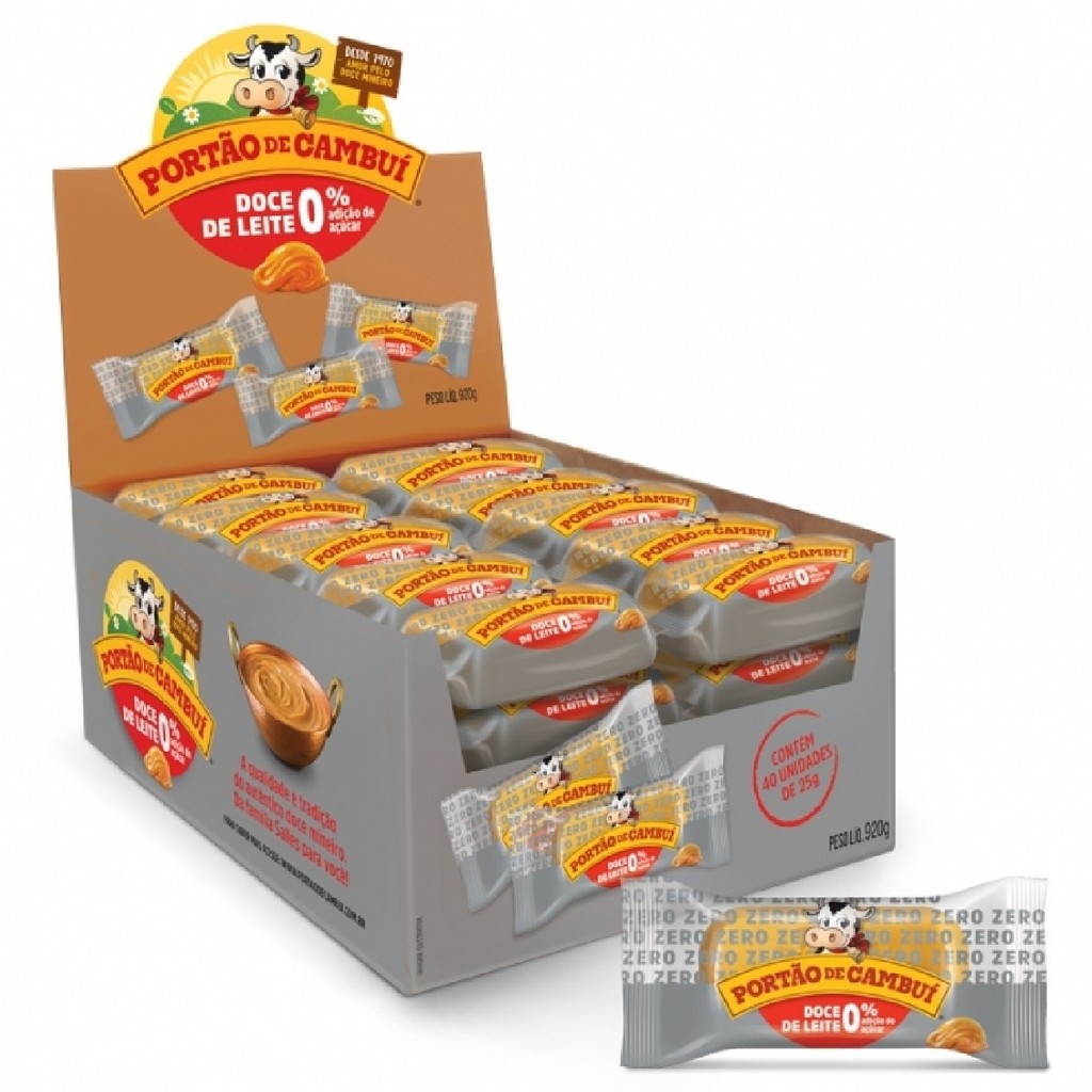 Doce de Leite Tradicional Zero Acucar 920g Display C/40 Unidades de 23g Portão de Cambui