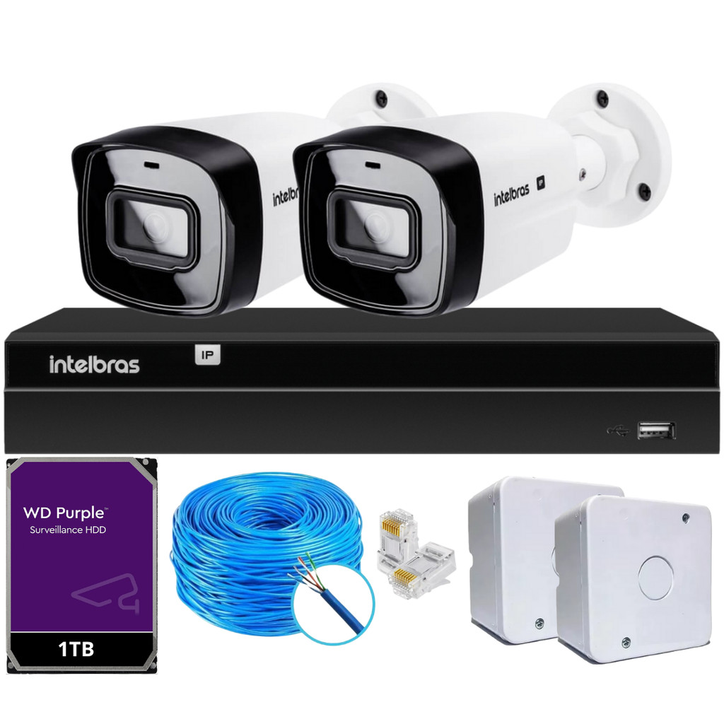 Kit 2 Câmeras IP Vipc Intelbras NVD 1404P HD 1TB Purple