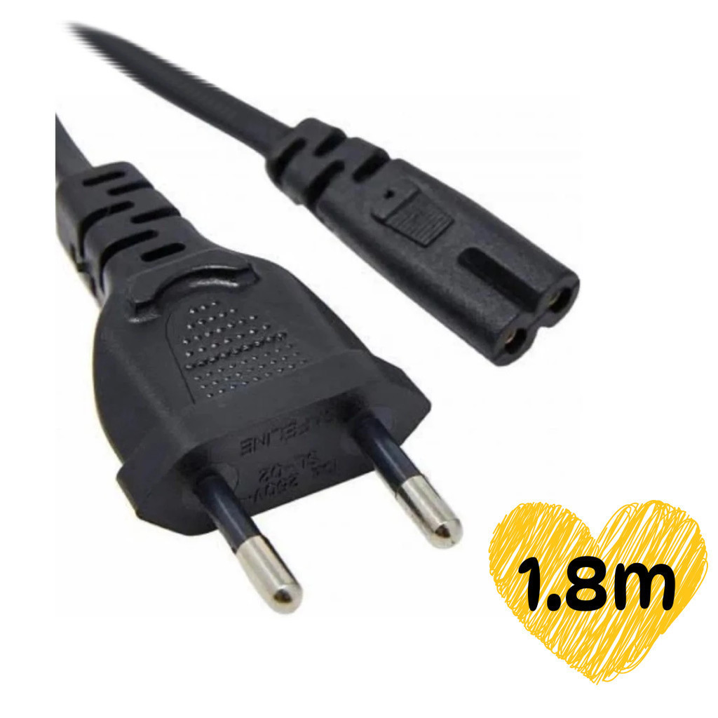 Cabo De Força Energia 2 Pinos pra caixa de som Ps2 Ps3 Ps4 Notebook 1,8m