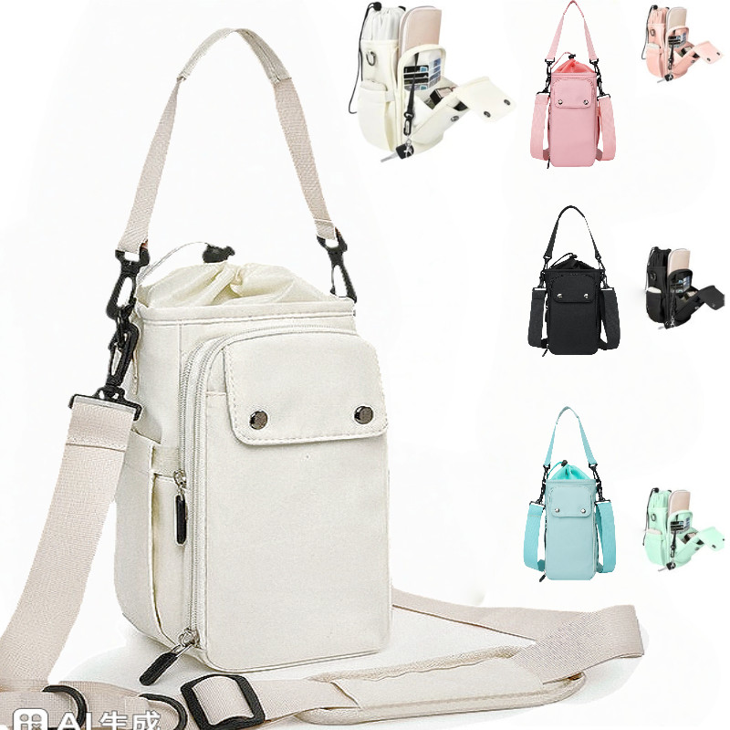 Bolsa Para Garrafa 5 Bolsos 40oz Impermeável Alça Ajustável Com Mosquetão Uso Nas Costas E Transversal Esporte E Viagem