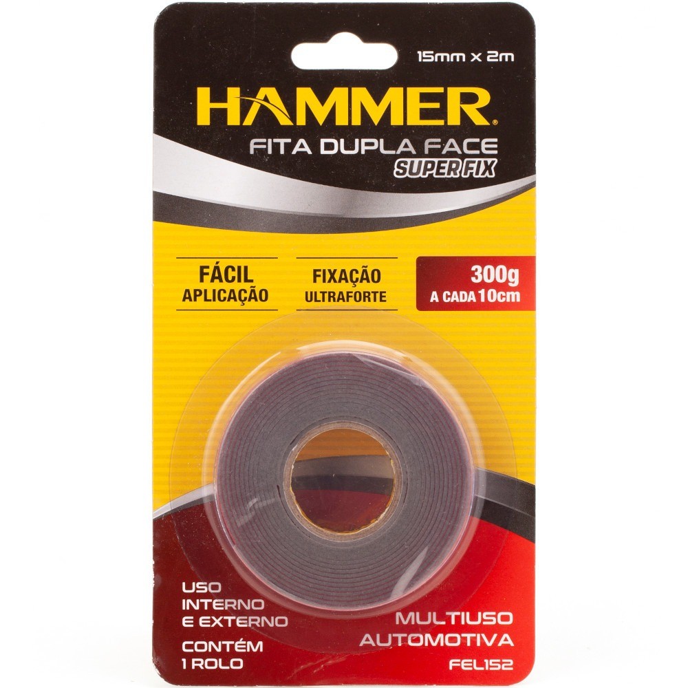 Fita dupla face multiuso automotiva 15mm x 2m FEL-152 - Hammer