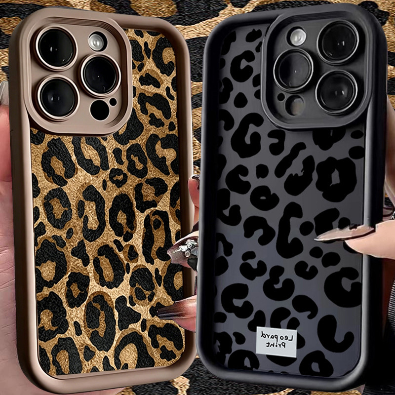 Retro Preto Marrom Leopardo Impressão Caso Capa Para Samsung Galaxy A56 A17 A15 A16 A36 A26 A55 A54 A35 A36 A53 A34 A23 