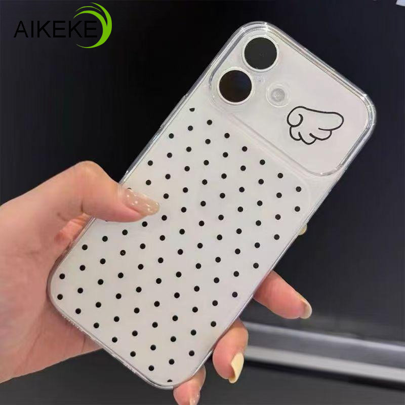 Capa De Telefone Transparente Fosca Com Bolinhas Pretas Fofas Para Samsung Galaxy A27 A37 A36 M36 F36 A35 A34 A33 A32 M3