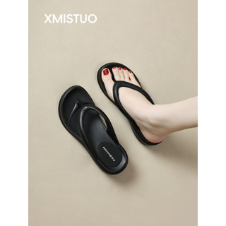 Chinelos aumentados de sola grossa feminino verão exterior Wear ins moda antiderrapante cunha flip-flops beira-mar