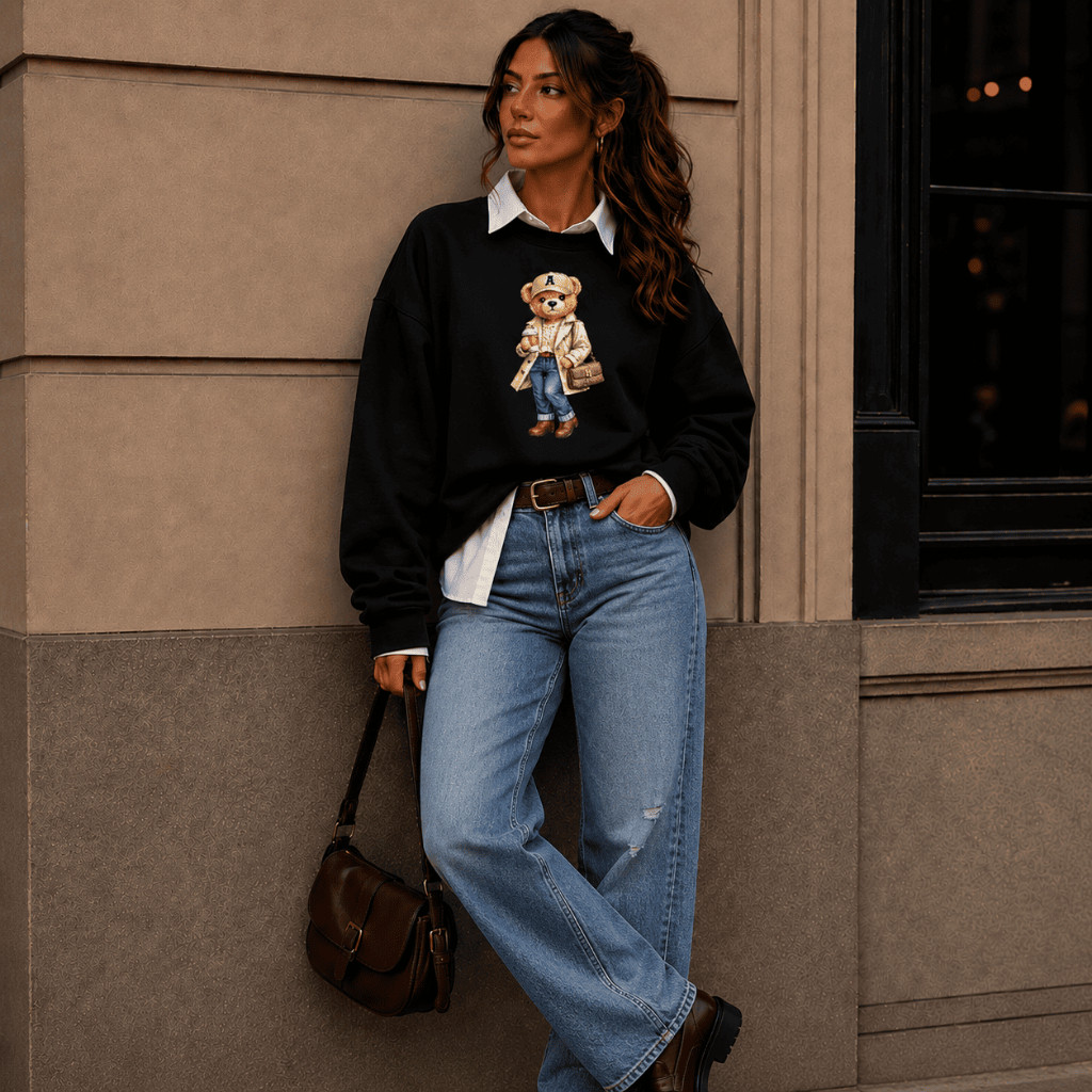 Moletom Feminino Ursinha Flanelado Estilosa Casaco Lançamento Suéter Quentinho Blusa Tendência