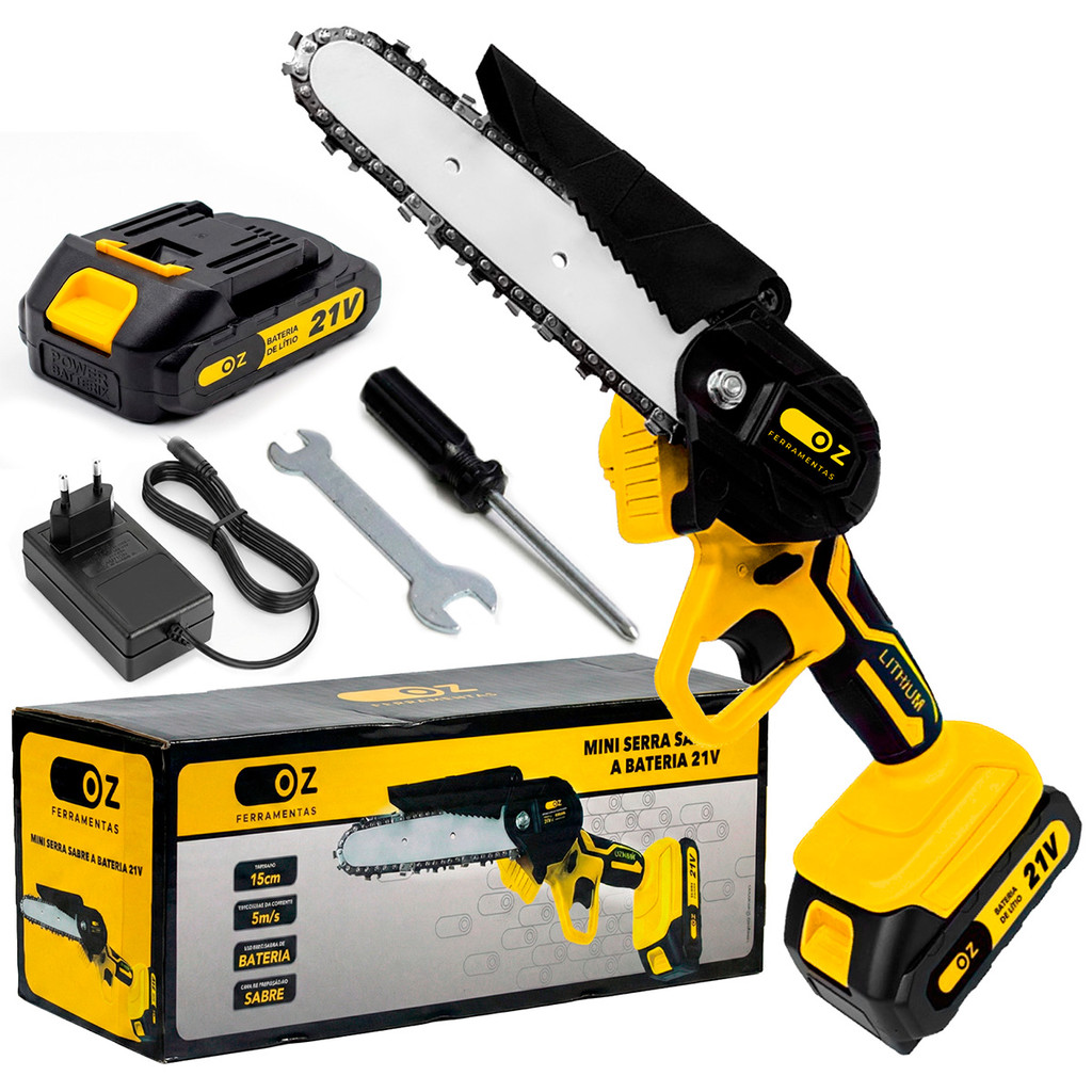 Mini Motoserra 6 Pol. Elétrica Leve E Portátil Bateria 21v Recarregável Bivolt Oz