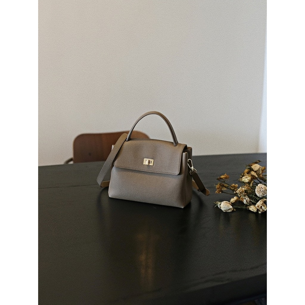 Lichia grão bolsa de couro feminino médio Retro pequeno quadrado saco primavera verão couro genuíno bolsa de ombro All-M