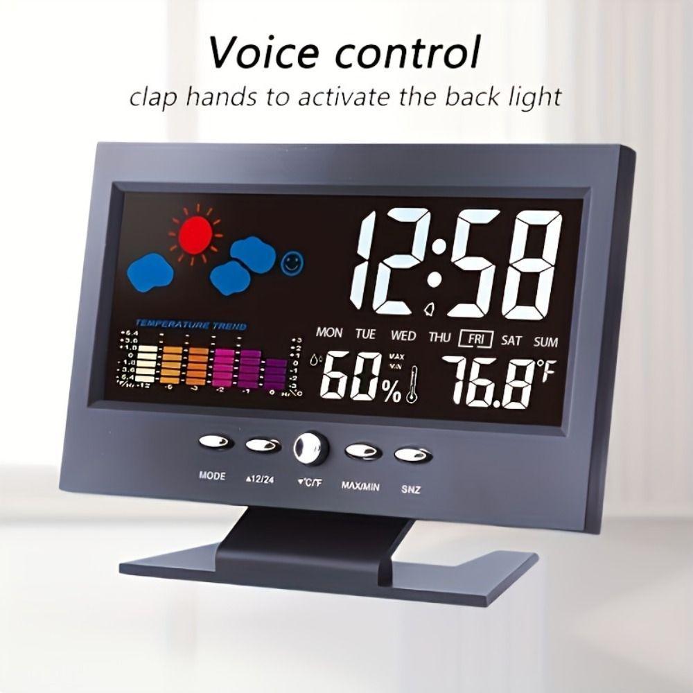 INSTORE LED Relógio Meteorológico , Despertador Eletrônico Com Tela Colorida De Calendário Perpétuo , Luz De Fundo