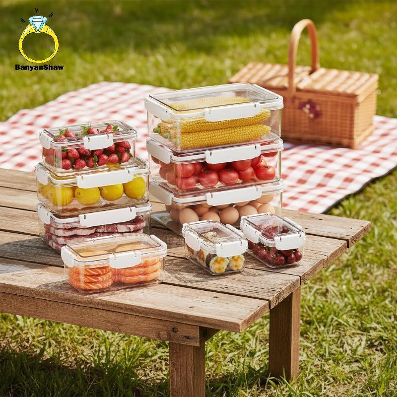 [BANY] Recipientes De Armazenamento De Frutas Alimentos Frescos Geladeira Transparente Organizador Multifuncional Prepar