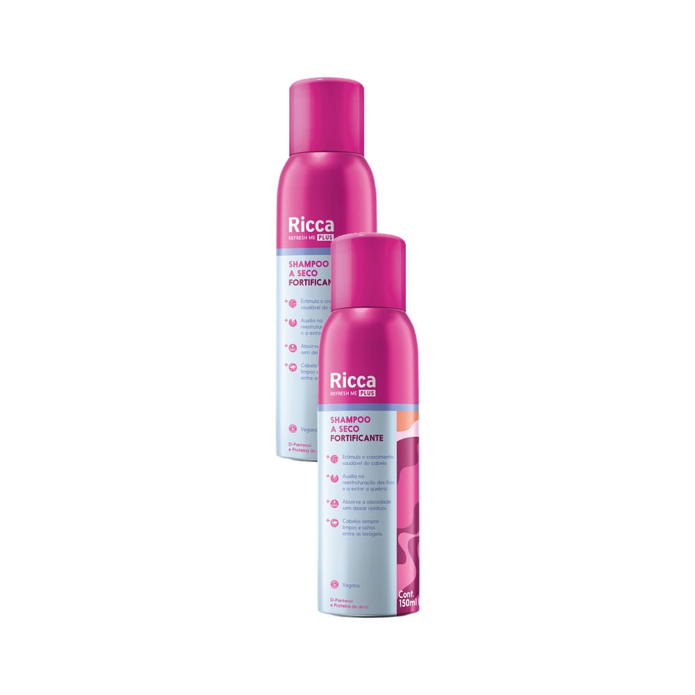 Kit 2 Shampoo à Seco Ricca Fortificante Refresh Me Plus 150ml