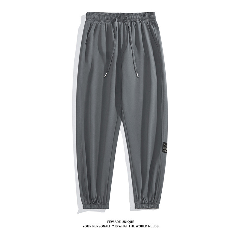 Calças de seda gelo masculinas verão fino solto-Leggings de secagem rápida tornozelo comprimento calças esportivas na mo