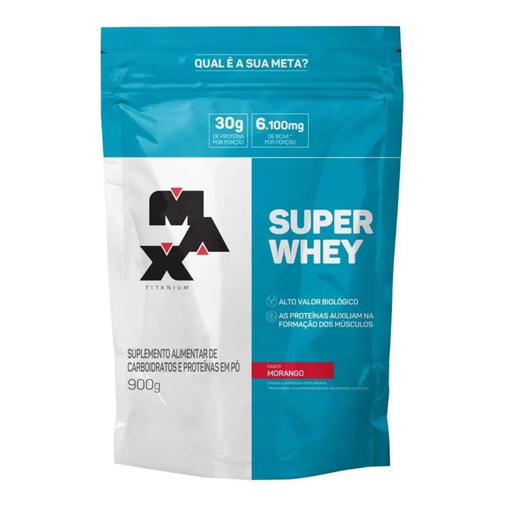 Super Whey Refil 900g Morango Max Titanium