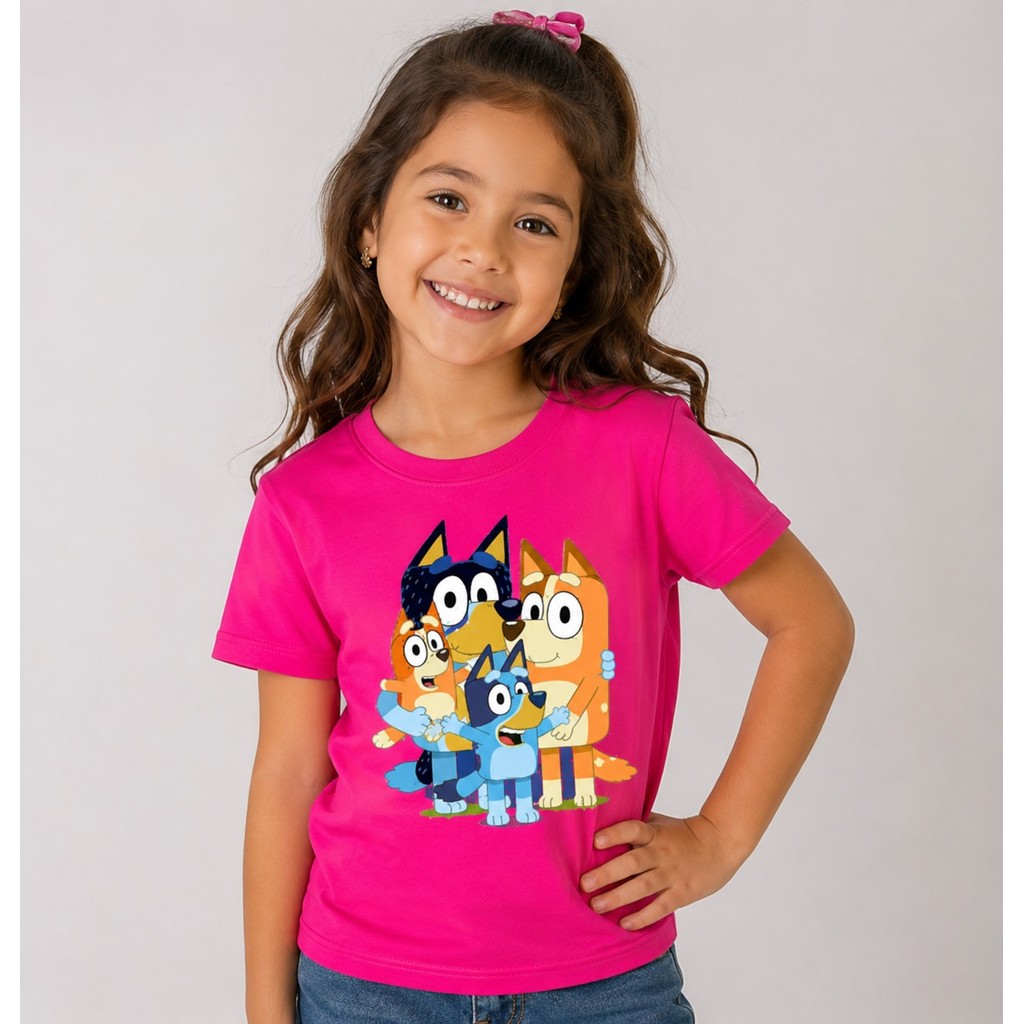 camiseta Infantil Personagens Blu e Bingo Estampa Divertida 2 ao 14 Anos