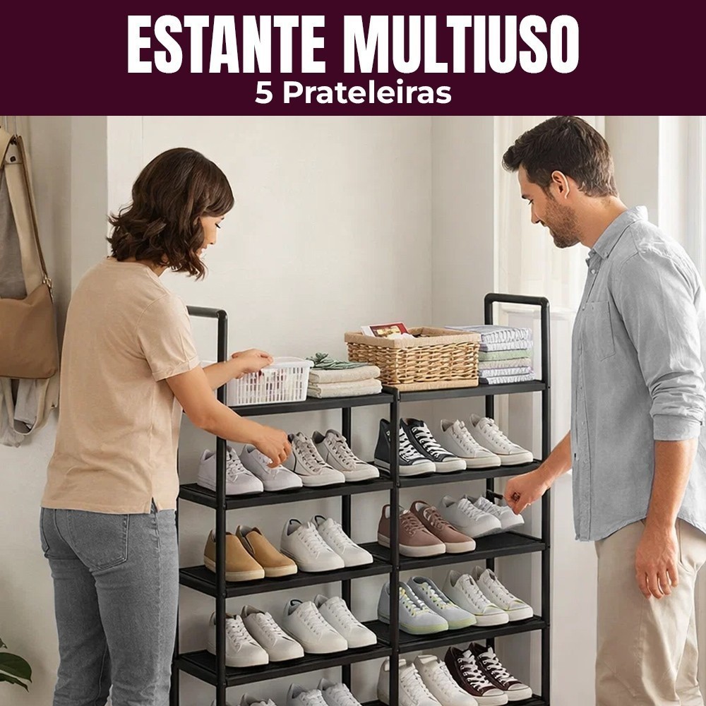 Estante Multiuso 5 Prateleiras Organizadora para Cozinha Lavanderia Quarto e Escritório