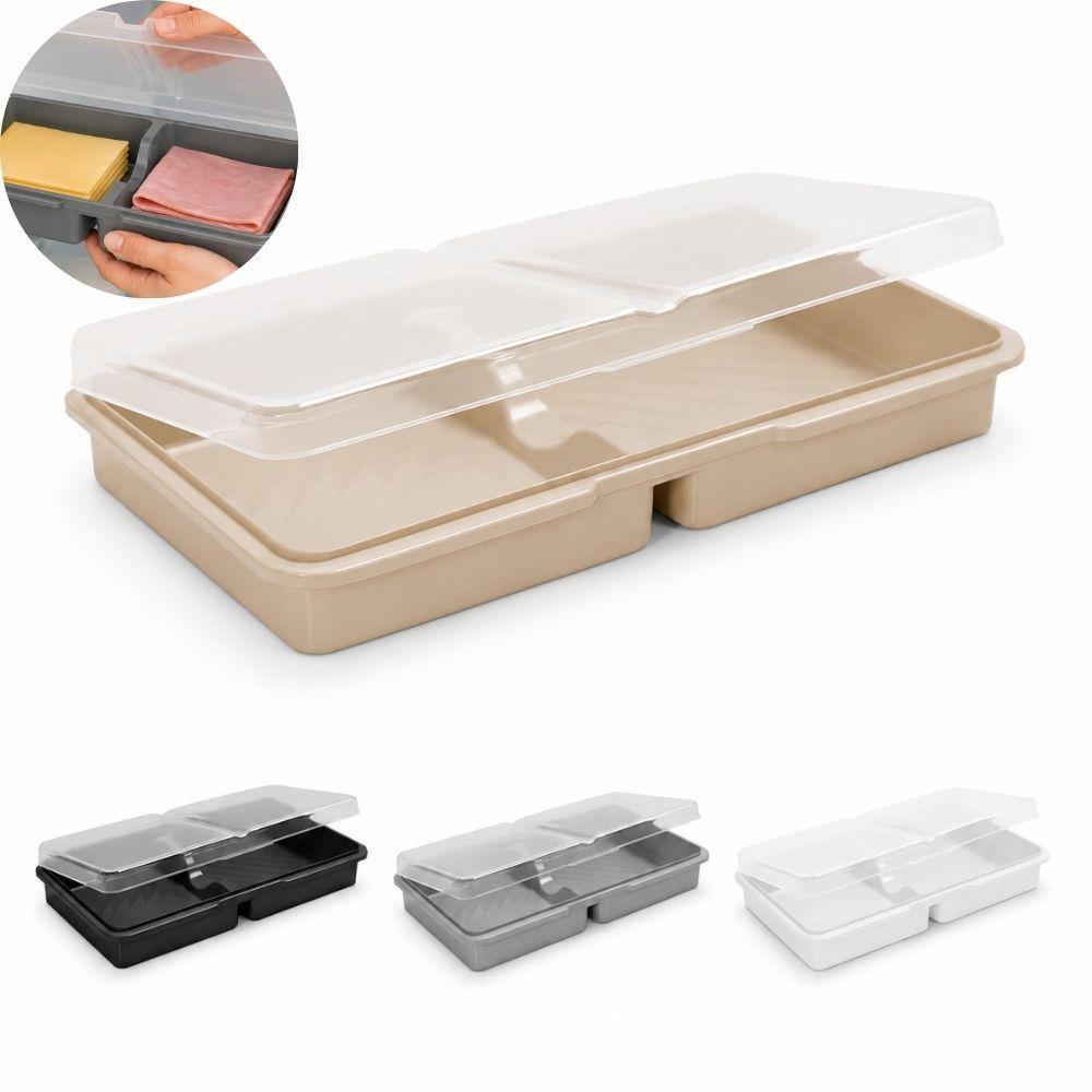 PORTA FRIOS DUPLO ORGANIZADOR PARA GELADEIRA COM TAMPA PRESUNTO QUEIJO ALIMENTOS POTE DE COZINHA ARMAZENAMENTO HERMÉTICO