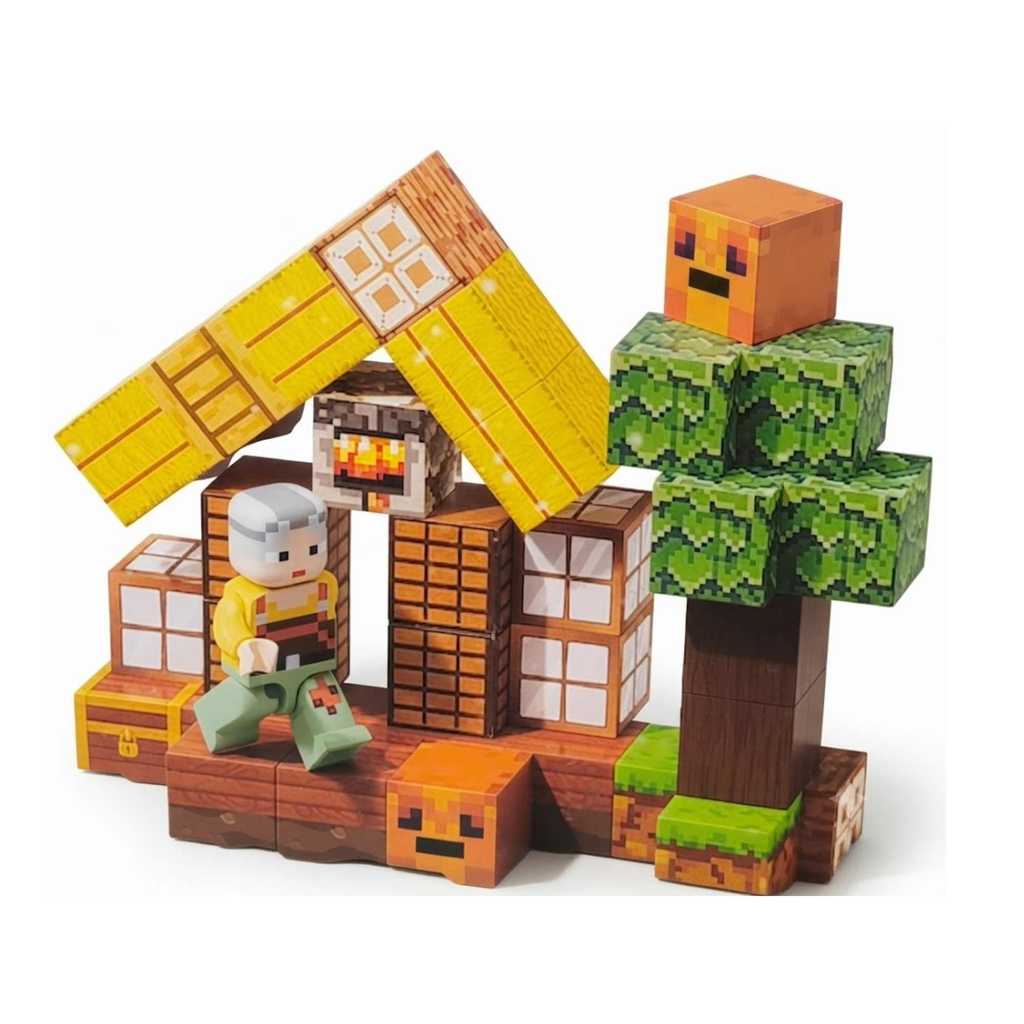 Blocos Magnéticos Mundo Pixelado Tema Neve 32 Peças Sembo Block