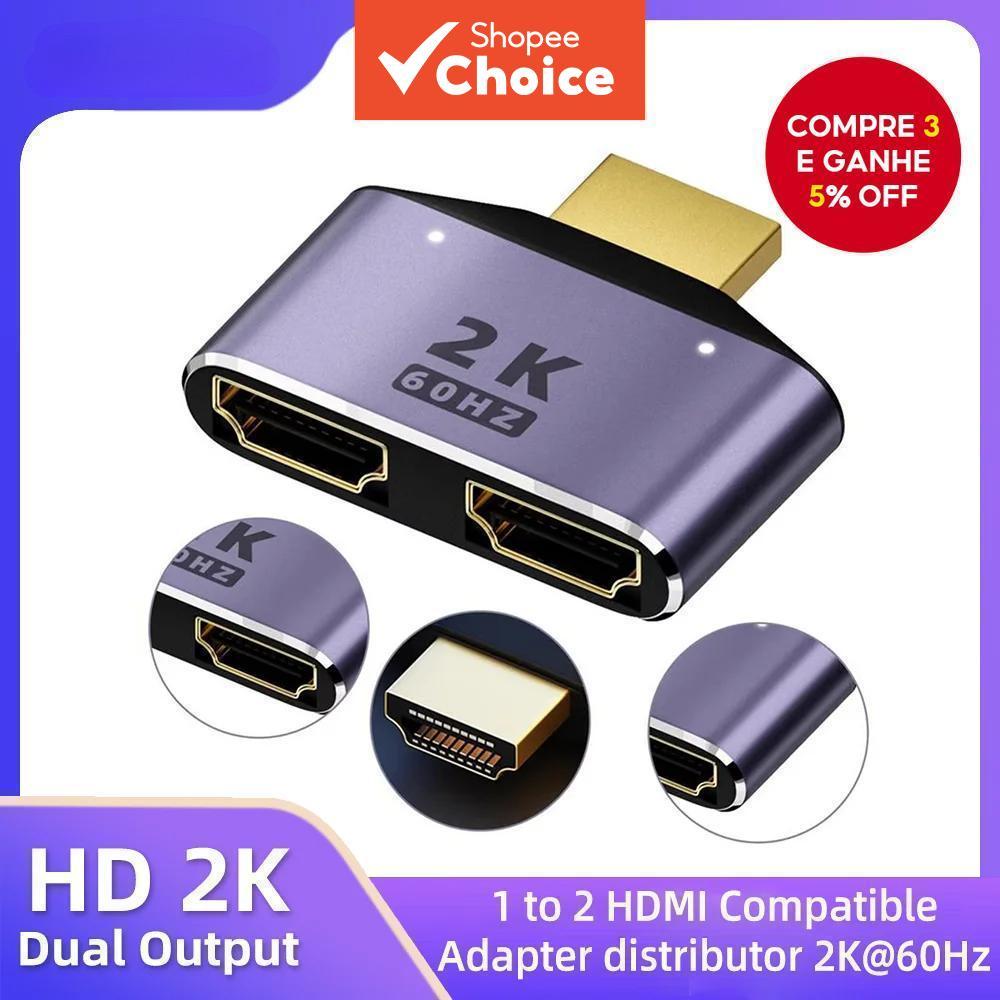 Adaptador De Saída Dupla HDMI Splitter 4K One Macho Para Fêmea Monitor