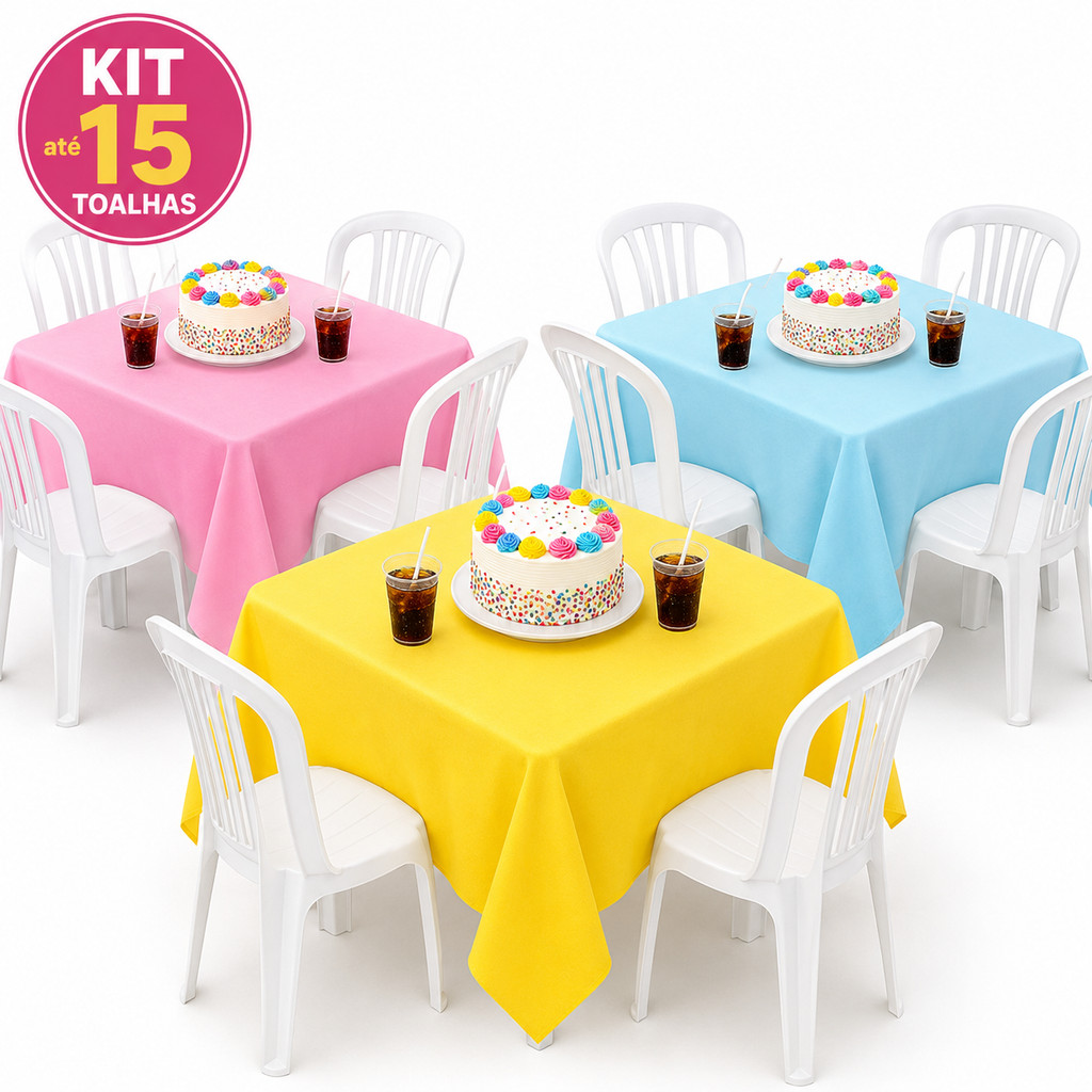 Kit Toalhas de Mesa 1,40m x 1,40m com Caimento de TNT Cami 5 a 15 Unidades - Forro de Mesa