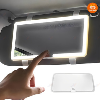 Espelho de Maquiagem Veicular LED Recarregável com 3 Tonalidades de Luz Ajustáveis