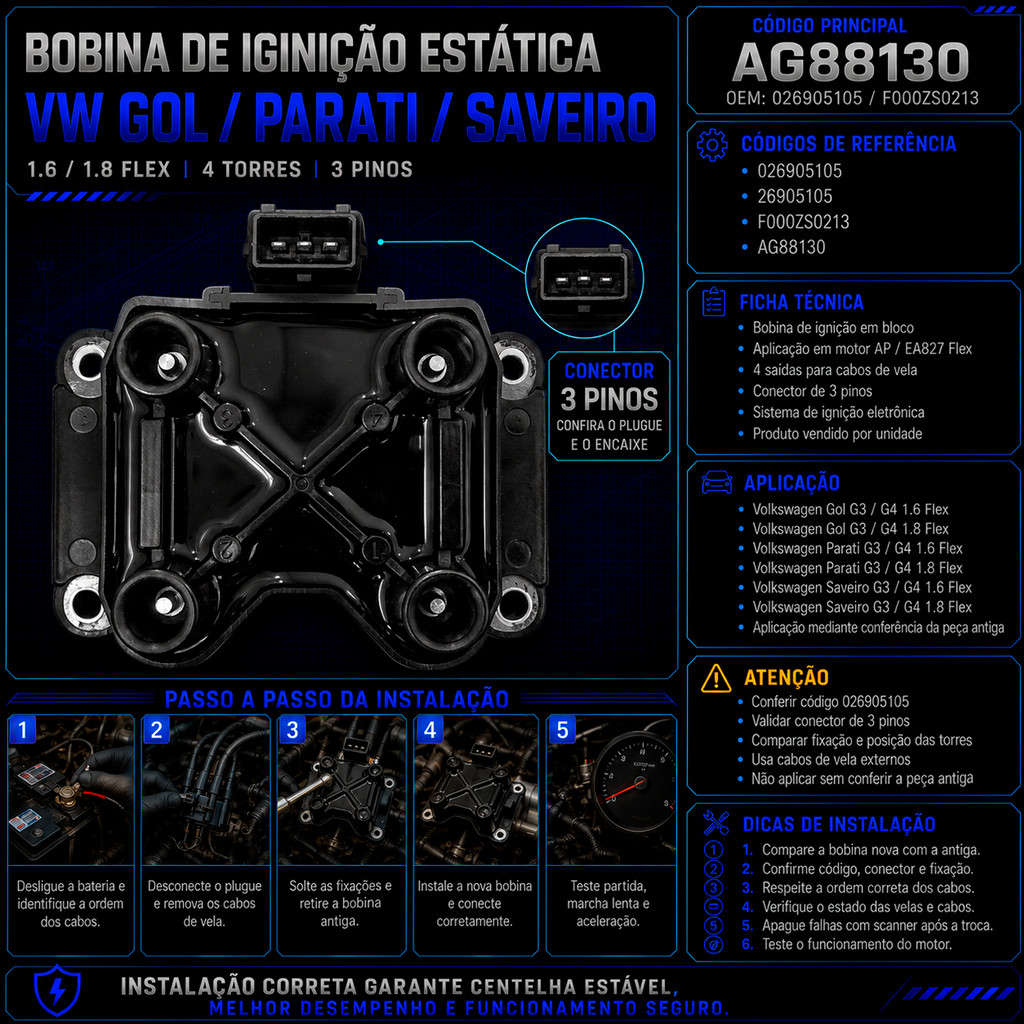 Bobina Ignição Gol Parati Saveiro Fox 026.905.105 — imagem 2 de 2