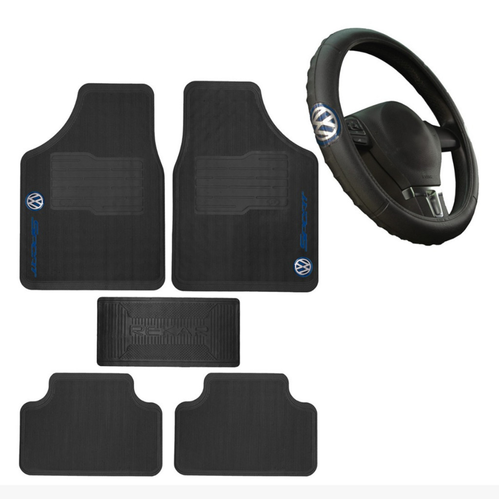 Kit Capa Volante + Tapete VW Polo Gol T-Cross Saveiro Fox Virtus Nivus Tera Jetta Golf — imagem 2 de 2