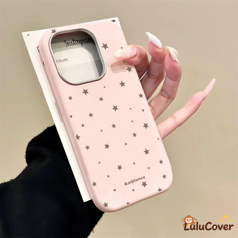Capa De Telefone De Couro Com Esboço De Estrela Creme Para Samsung Galaxy A37 A36 A35 A34 A33 A32 M32 A31 A30S A27 A26 A