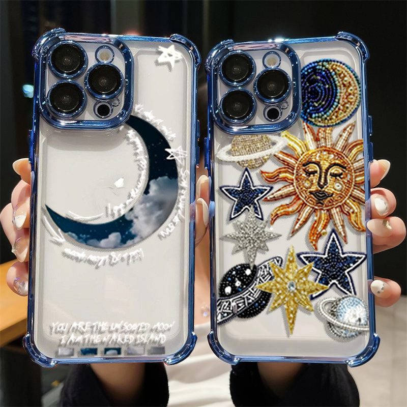 Retro Rosto Sol Lua Estrelas Caso De Telefone Para Samsung Galaxy A33 A54 A14 A13 A34 A04 A04E A03 Núcleo A23 A53 A73 Ch