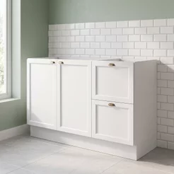 Balcão de Cozinha para Pia 2 Portas 2 Gavetas 120cm sem Tampo Unna Yescasa Branco Branco
