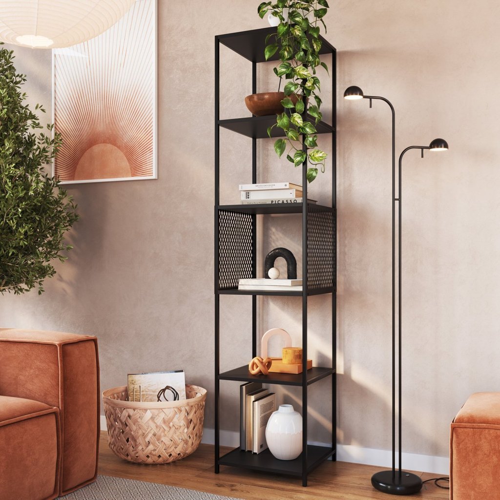 Estante de Livros Industrial 40CMX180CM 5 Prateleiras P1023 Preto Preto