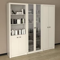 Kit 3 Armários Multiuso de Escritório com 6 Portas Branco Branco