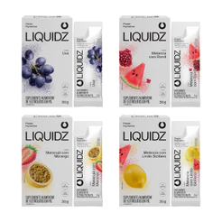 Kit 4 Sabores LIQUIDZ® - Eletrólitos Zero Açúcares - 4 Caixas - 24 sachês