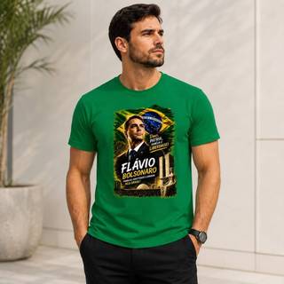 Camisa Flávio Bolsonaro Estilosa Algodão Ideal Para Patriotas