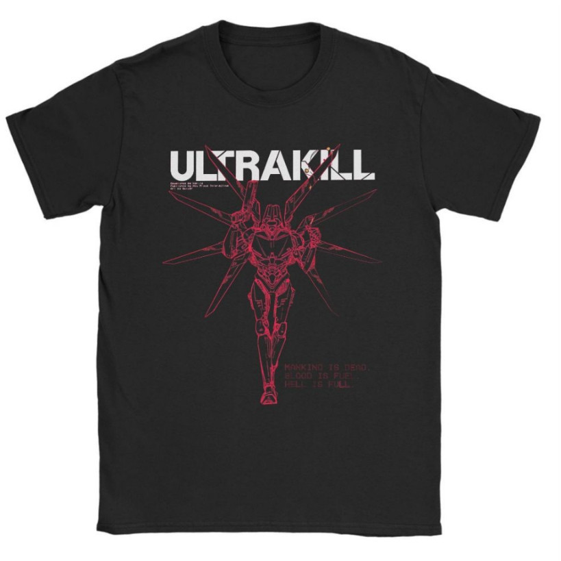 Camiseta  Ultrakill Shooting Game Masculina StreetWear Jogo Tir 100 % Algodão Com Gola Redonda E Moda Casual