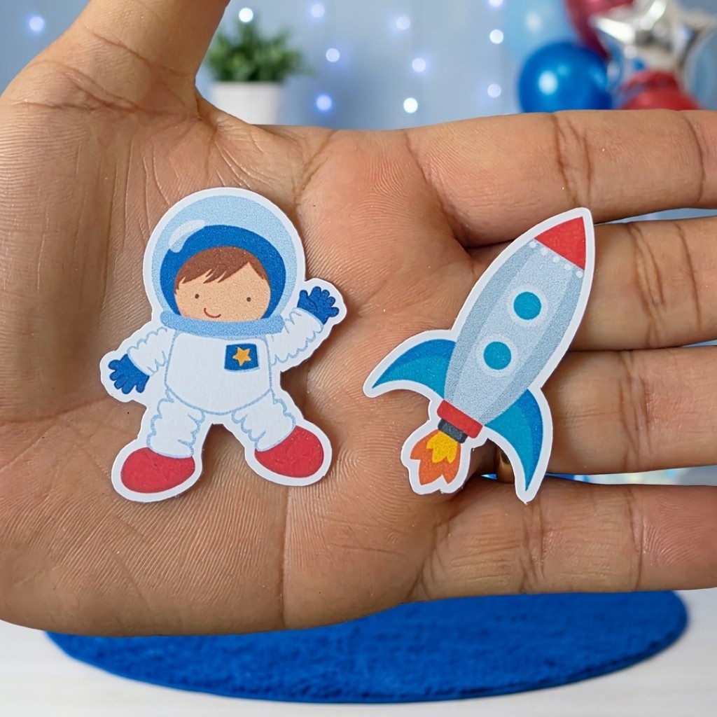 30 Apliques 5cm Astronauta MENINO 2 kit festa lembrancinhas tubetes mimos adesivo tag personalizados