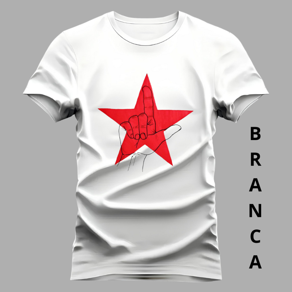 Camiseta Unissex Estrela Vermelha Camisa 100% Algodão Blusa Masculina Feminina Casual Confortável Leve