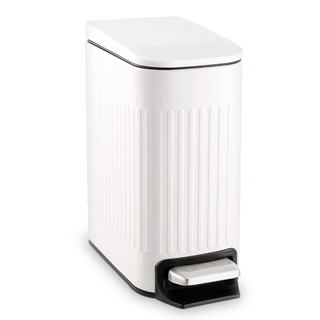 Lixeira Slim TrashAid para Banheiro com Tampa, Fechamento Suave e Pedal, 1,6 Galões, Branca |   Balde Interno Removível,