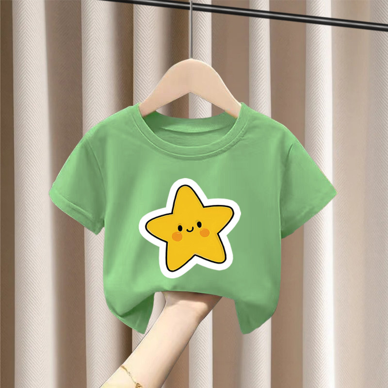 Bebê de manga curta camiseta crianças verão estilo fino puro algodão meninos meninas em torno do pescoço topos respiráve