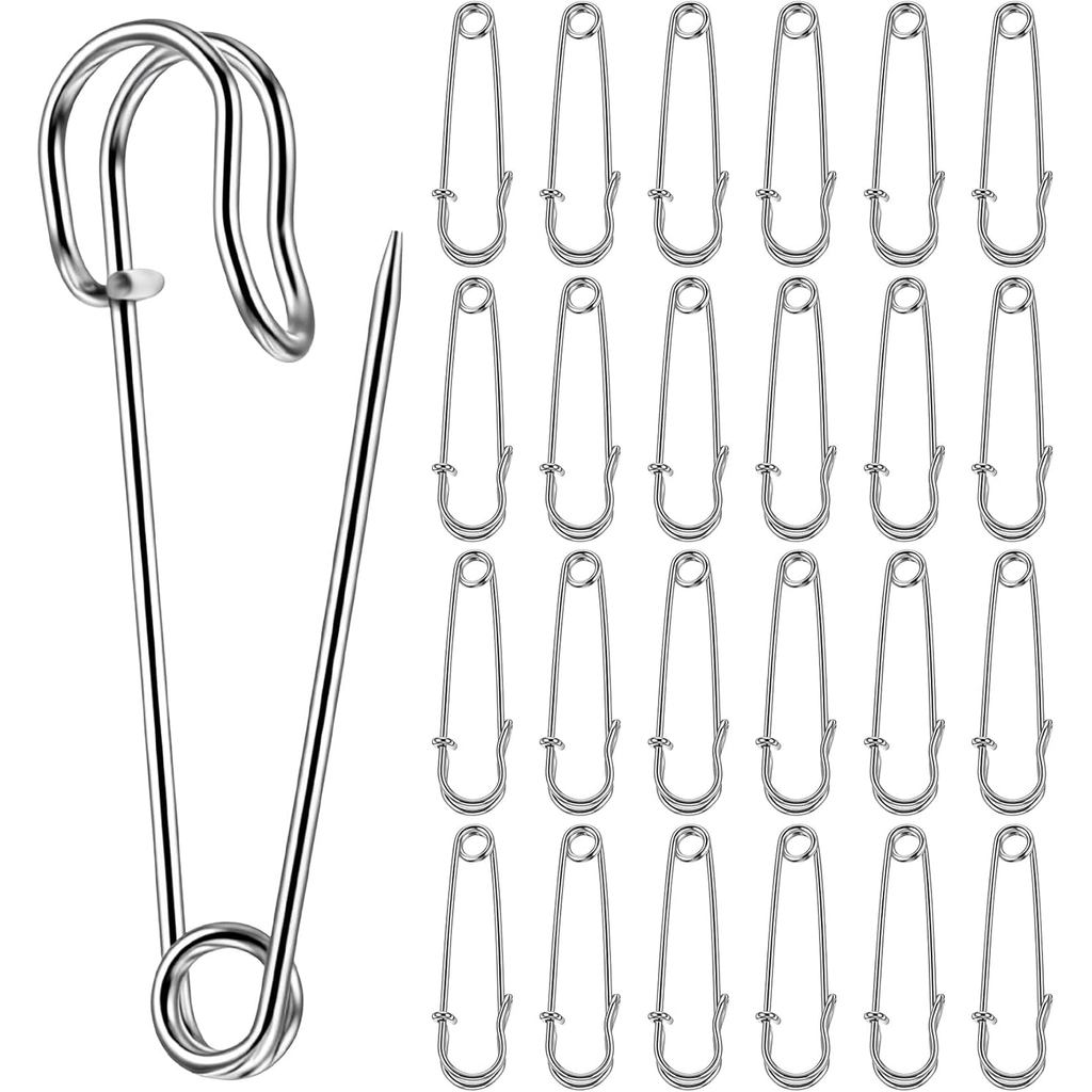 25 alfinetes de segurança resistentes, de aço galvanizado, 2 polegadas, para tecidos grossos, alfinetes de costura em gr